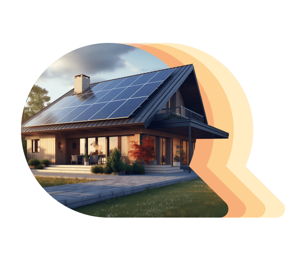 Modern house with solar panels installed on the roof.